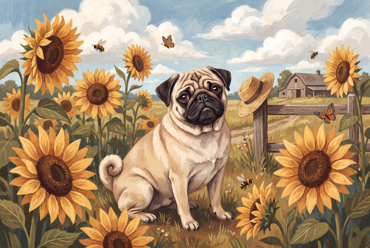 Pug in the Sunflower Field jigsaw puzzle
