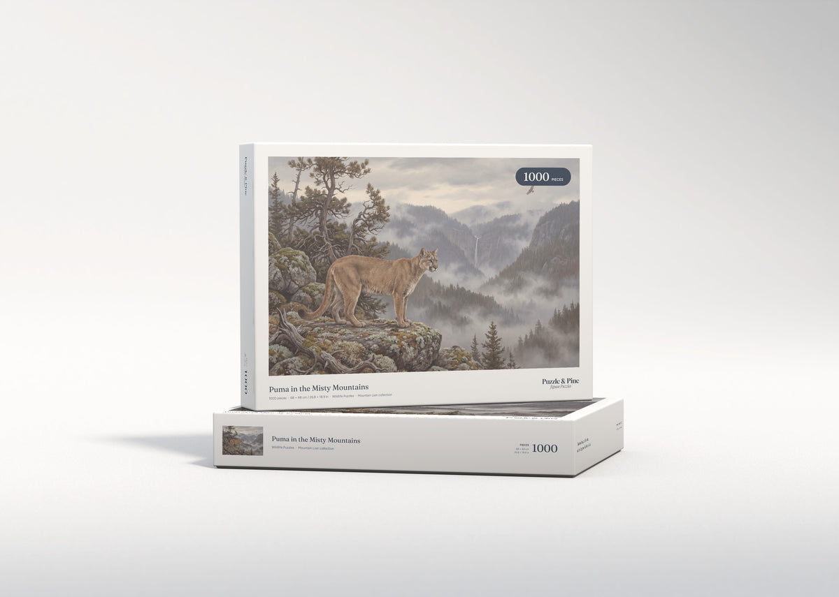 Puma in the Misty Mountains jigsaw puzzle - gift box
