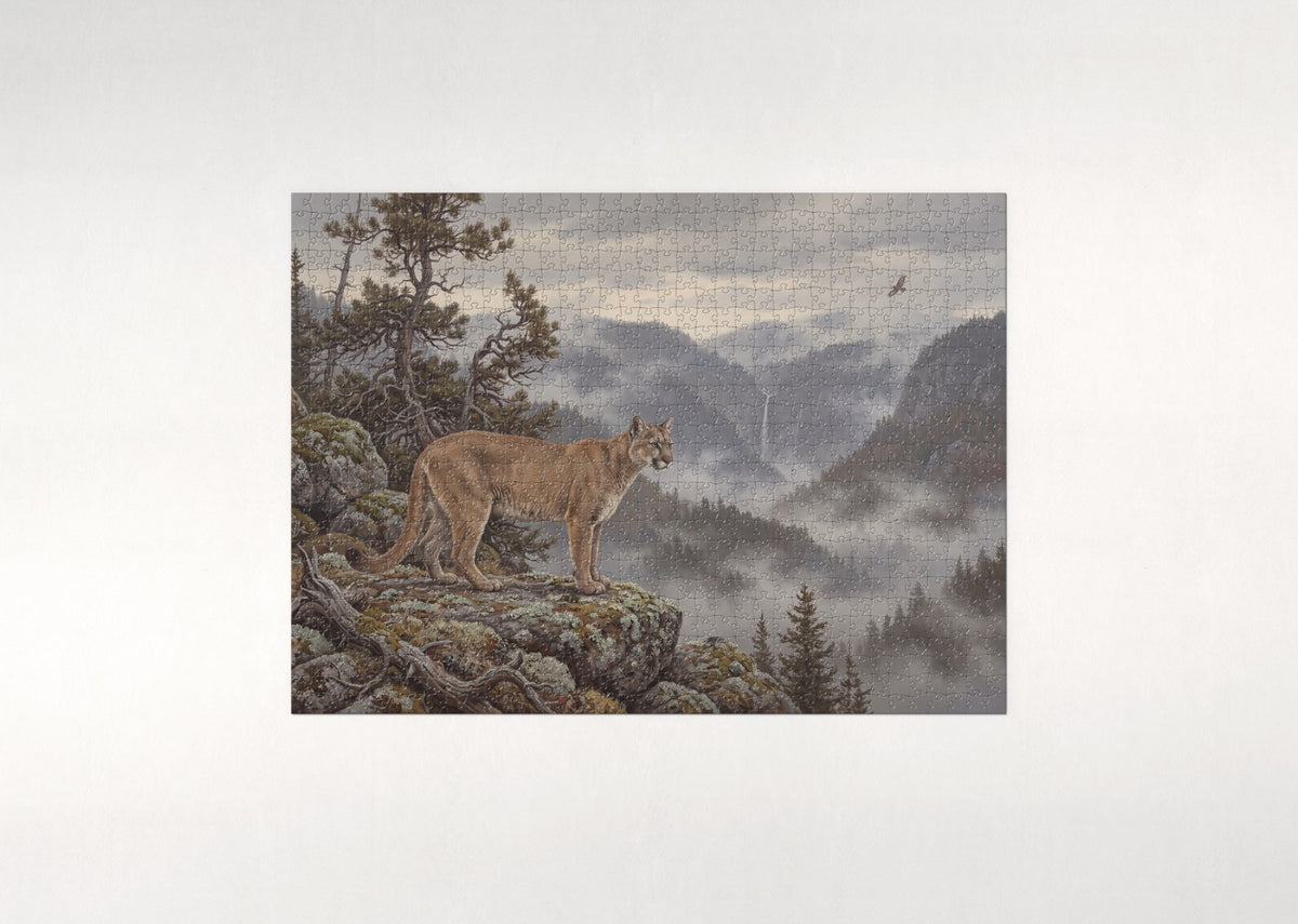 Puma in the Misty Mountains jigsaw puzzle - flat puzzle