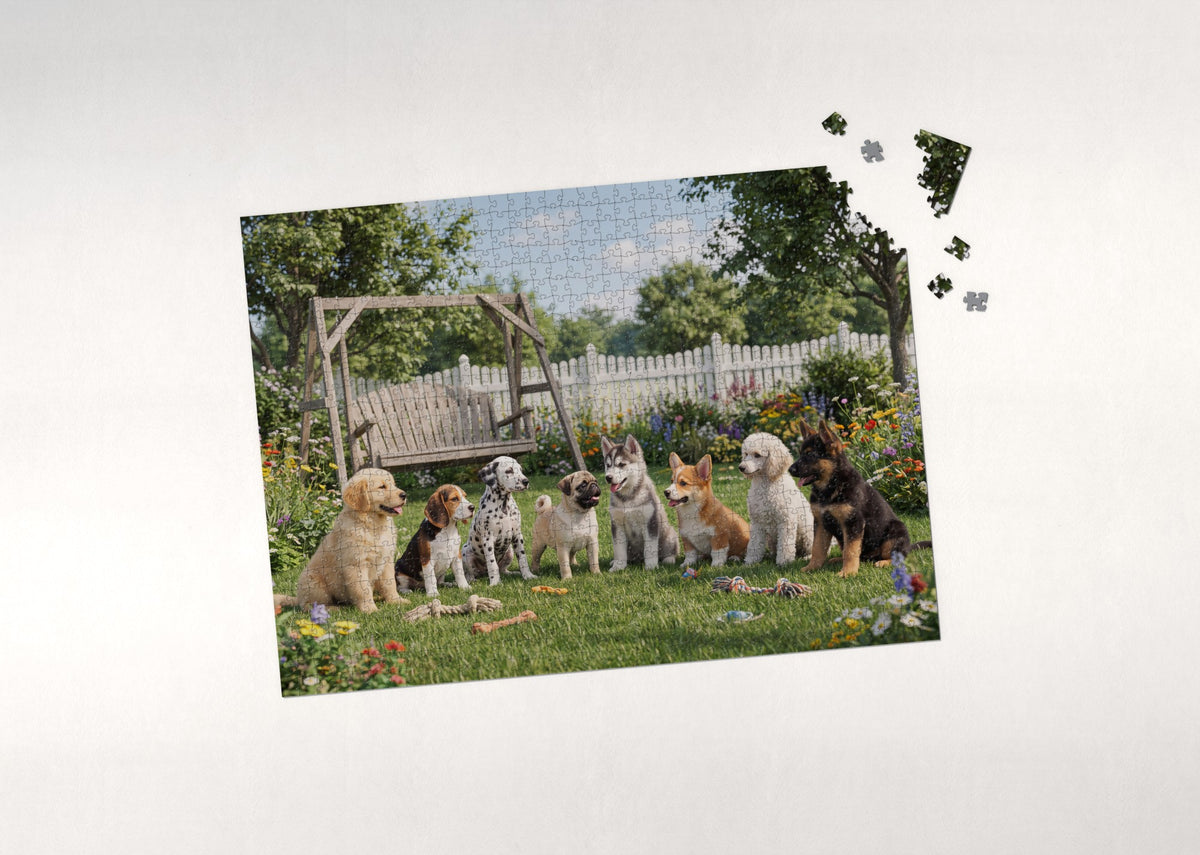 Puppies of Many Breeds Collage jigsaw puzzle - puzzle with loose pieces