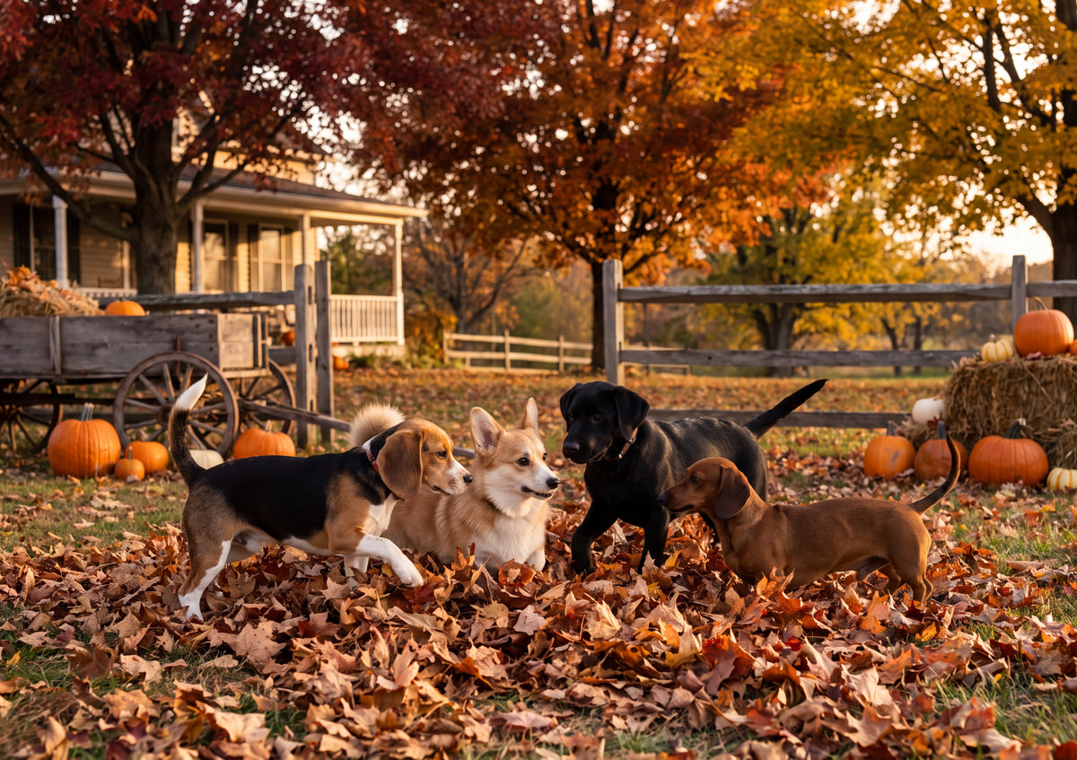 Puppies Playing in the Autumn Leaves jigsaw puzzle
