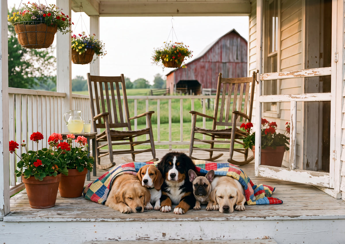 Puppy Pile on the Farmhouse Porch jigsaw puzzle