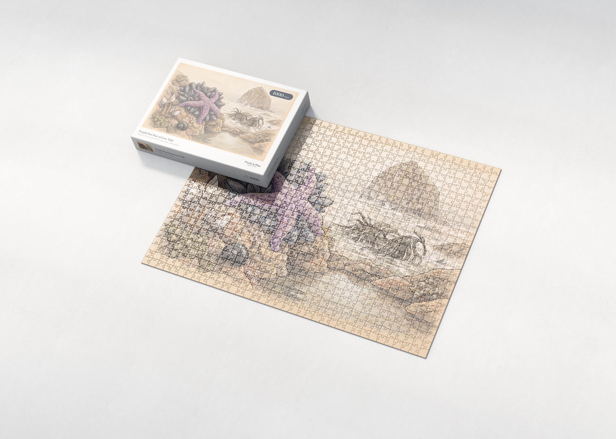 Purple Sea Star at Low Tide jigsaw puzzle - box and puzzle