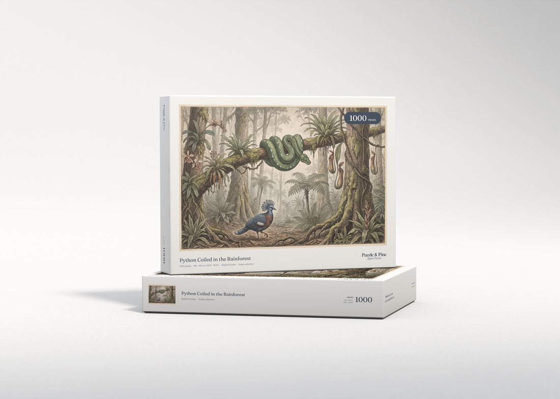 Python Coiled in the Rainforest jigsaw puzzle - gift box