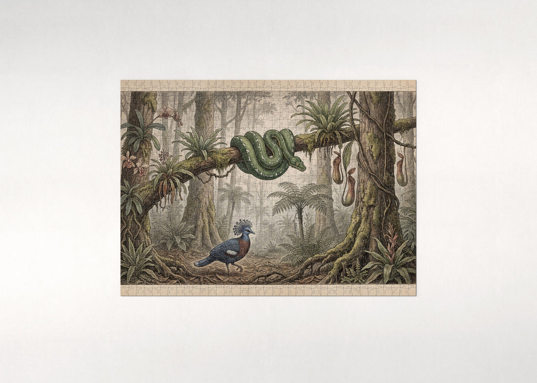 Python Coiled in the Rainforest jigsaw puzzle - gift box