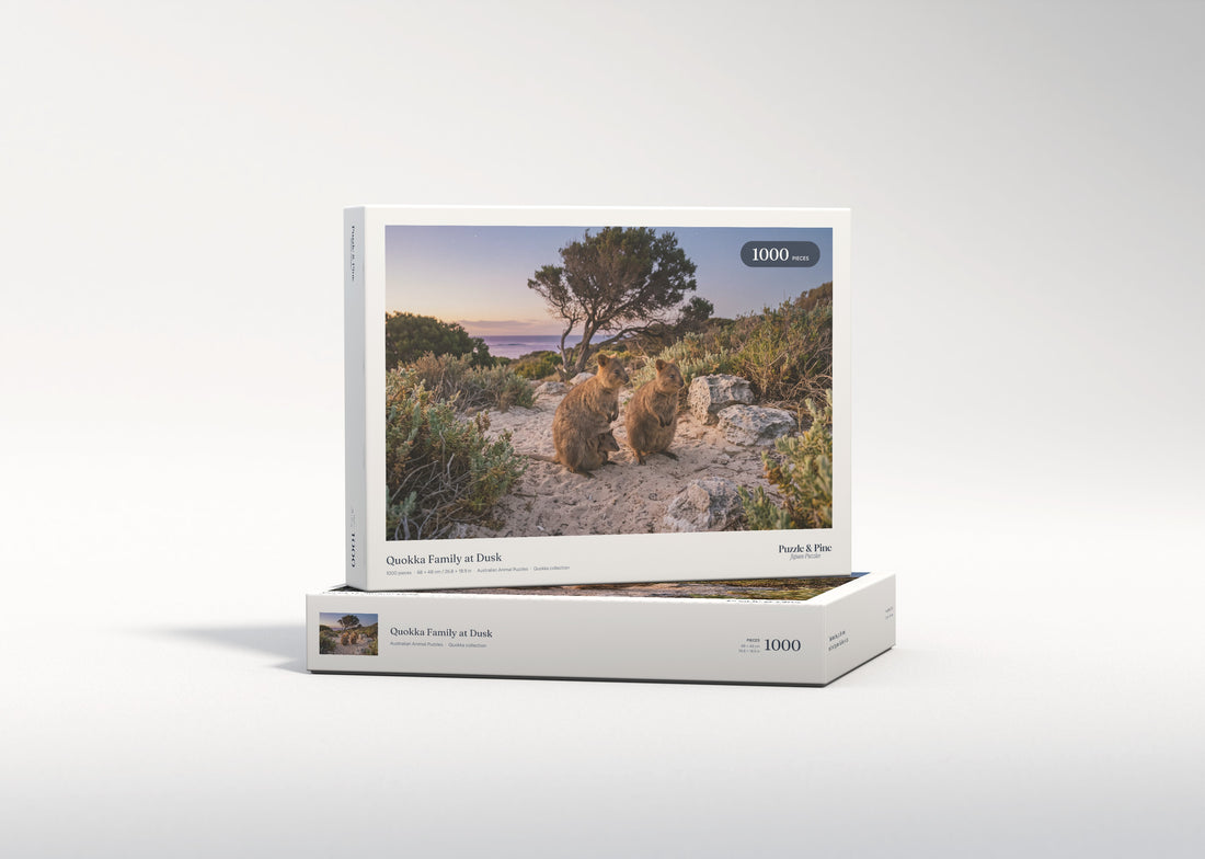 Quokka Family at Dusk jigsaw puzzle - gift box