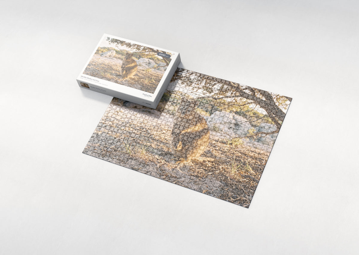 Quokka Mother and Joey jigsaw puzzle - box and puzzle