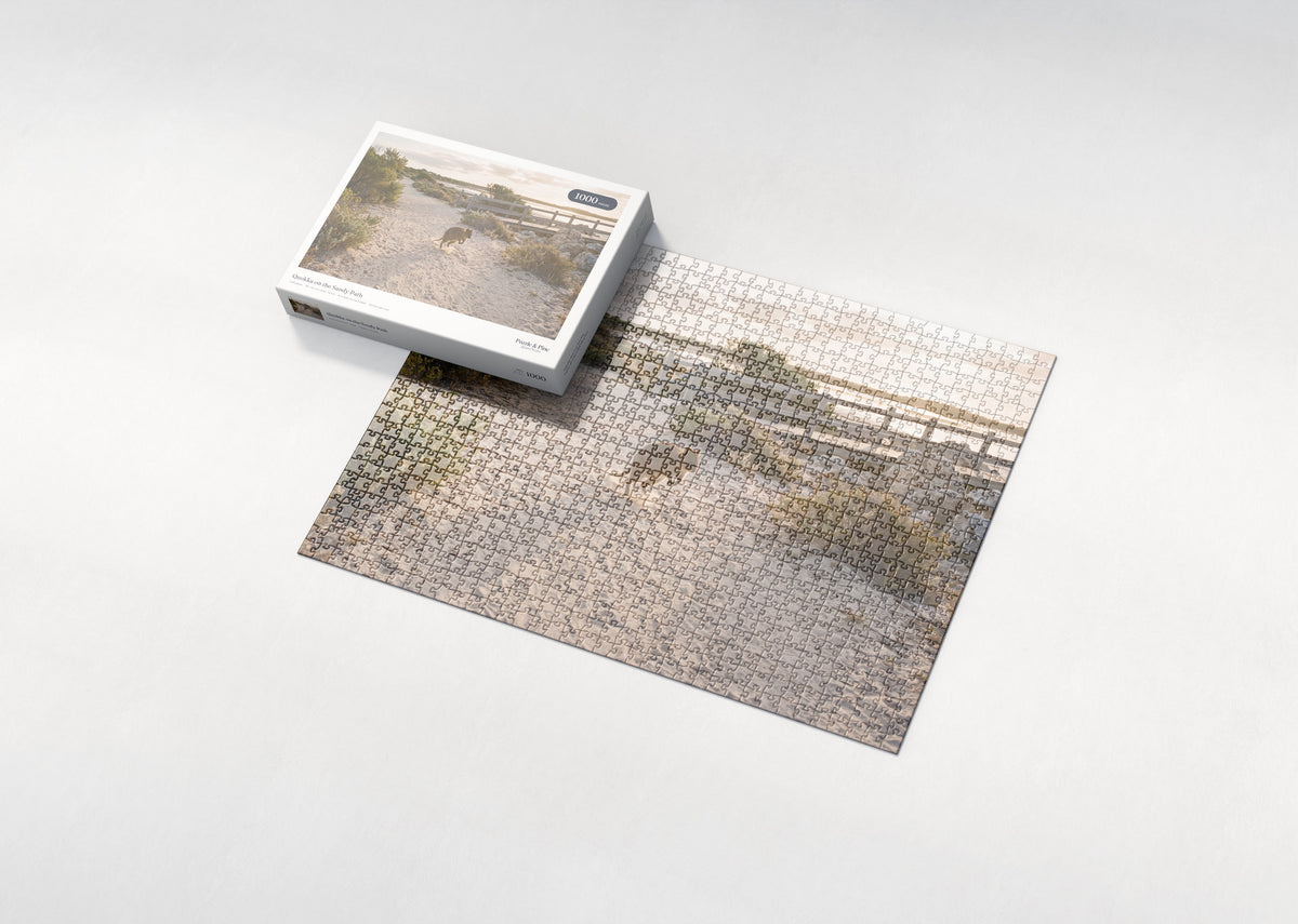 Quokka on the Sandy Path jigsaw puzzle - box and puzzle