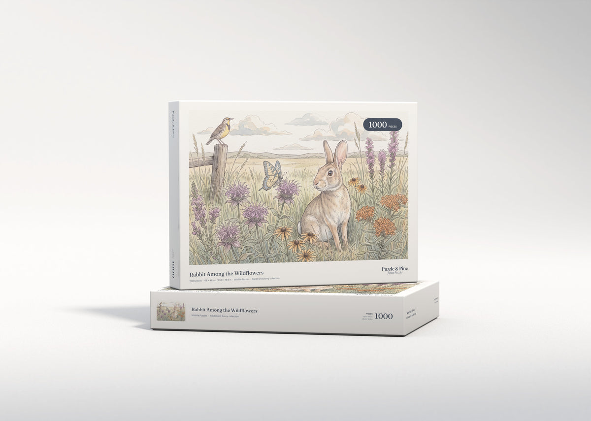 Rabbit Among the Wildflowers jigsaw puzzle - gift box