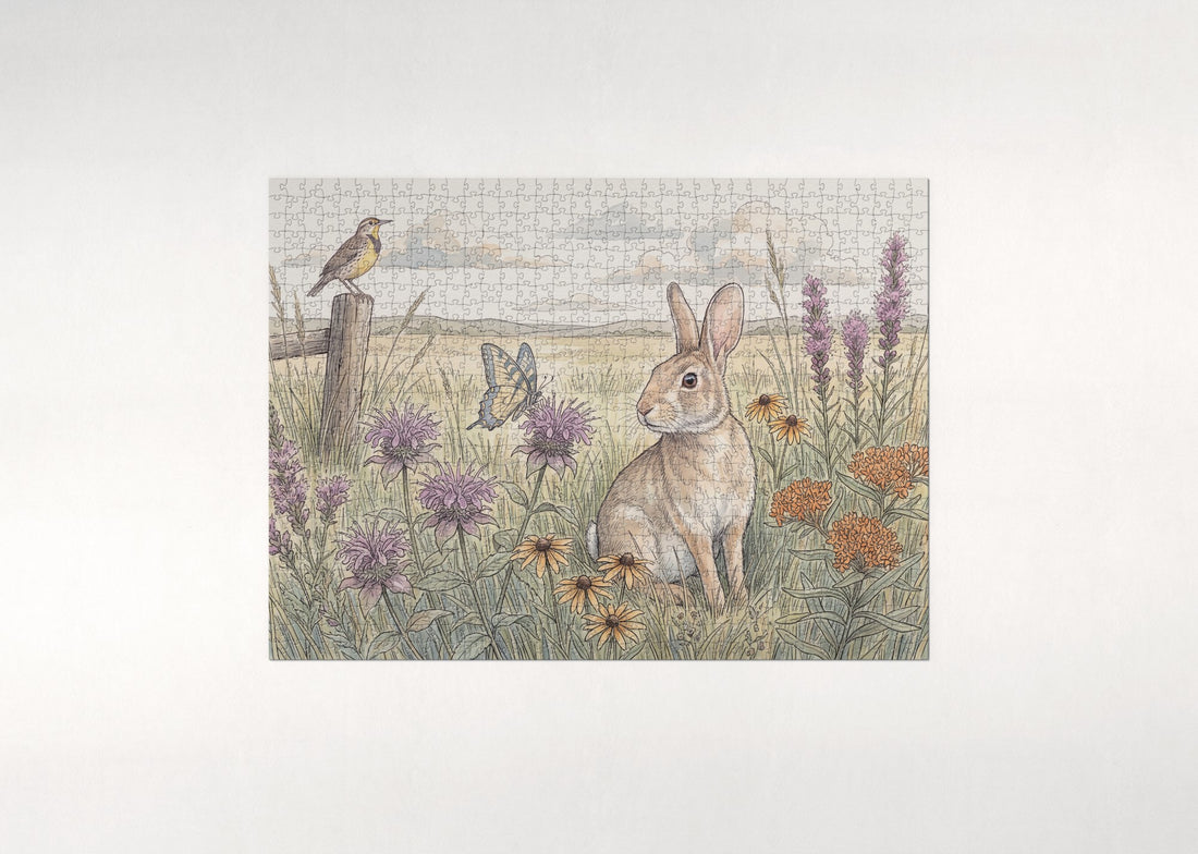 Rabbit Among the Wildflowers jigsaw puzzle - gift box