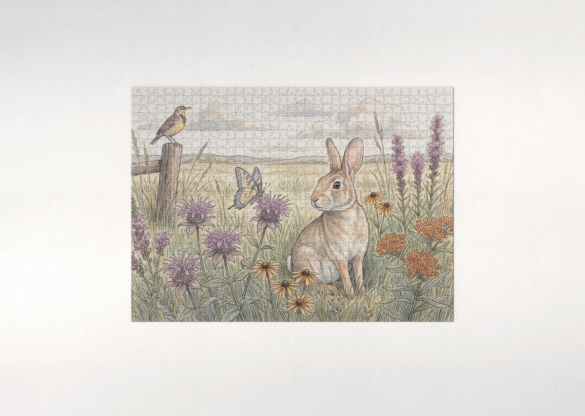 Rabbit Among the Wildflowers jigsaw puzzle - flat puzzle