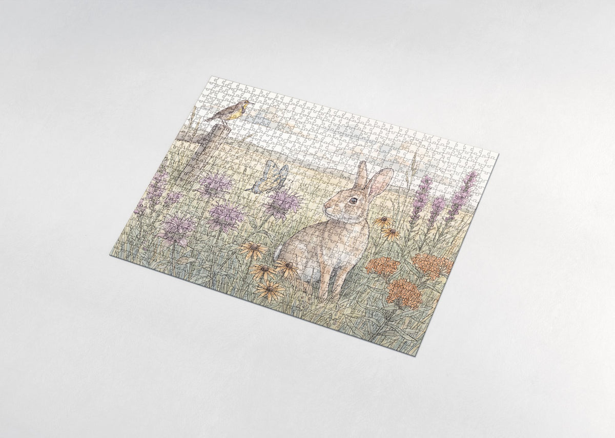 Rabbit Among the Wildflowers jigsaw puzzle - assembled puzzle