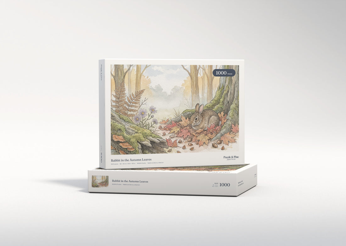 Rabbit in the Autumn Leaves jigsaw puzzle - gift box