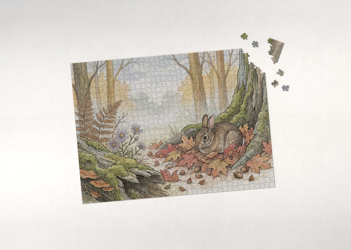 Rabbit in the Autumn Leaves jigsaw puzzle - puzzle with loose pieces