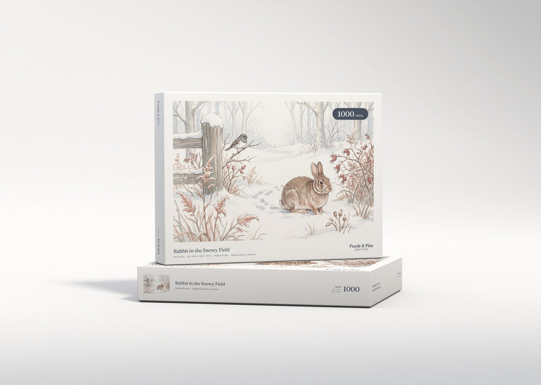Rabbit in the Snowy Field jigsaw puzzle - gift box