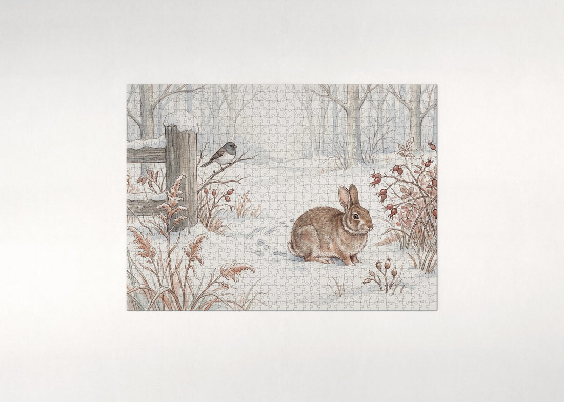 Rabbit in the Snowy Field jigsaw puzzle - gift box
