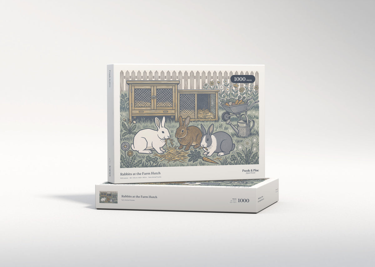 Rabbits at the Farm Hutch jigsaw puzzle - gift box
