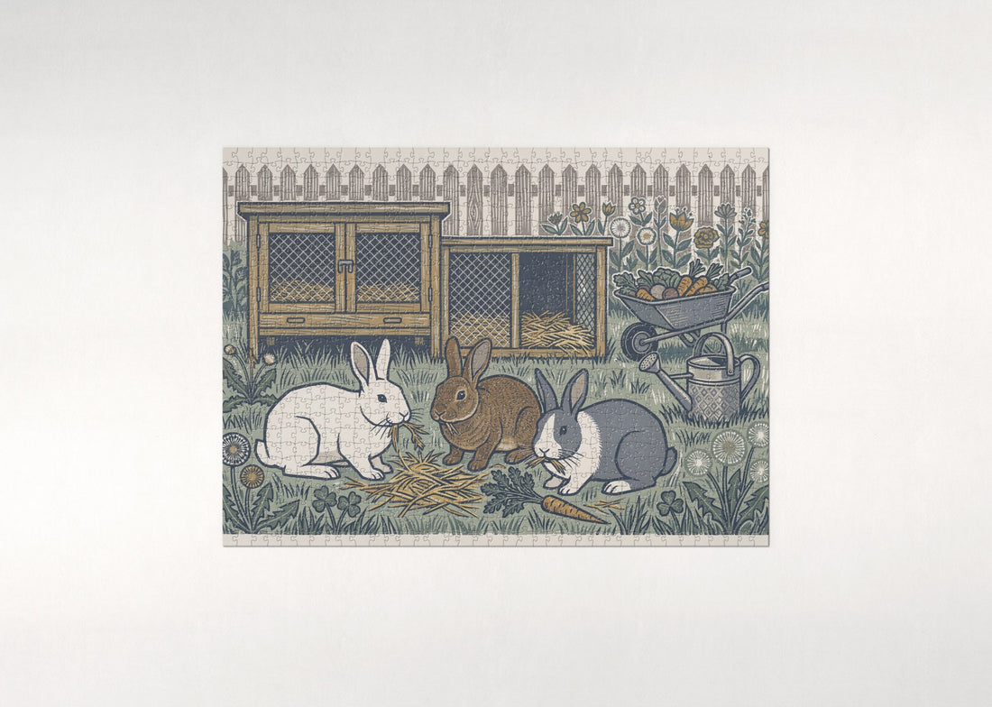 Rabbits at the Farm Hutch jigsaw puzzle - gift box