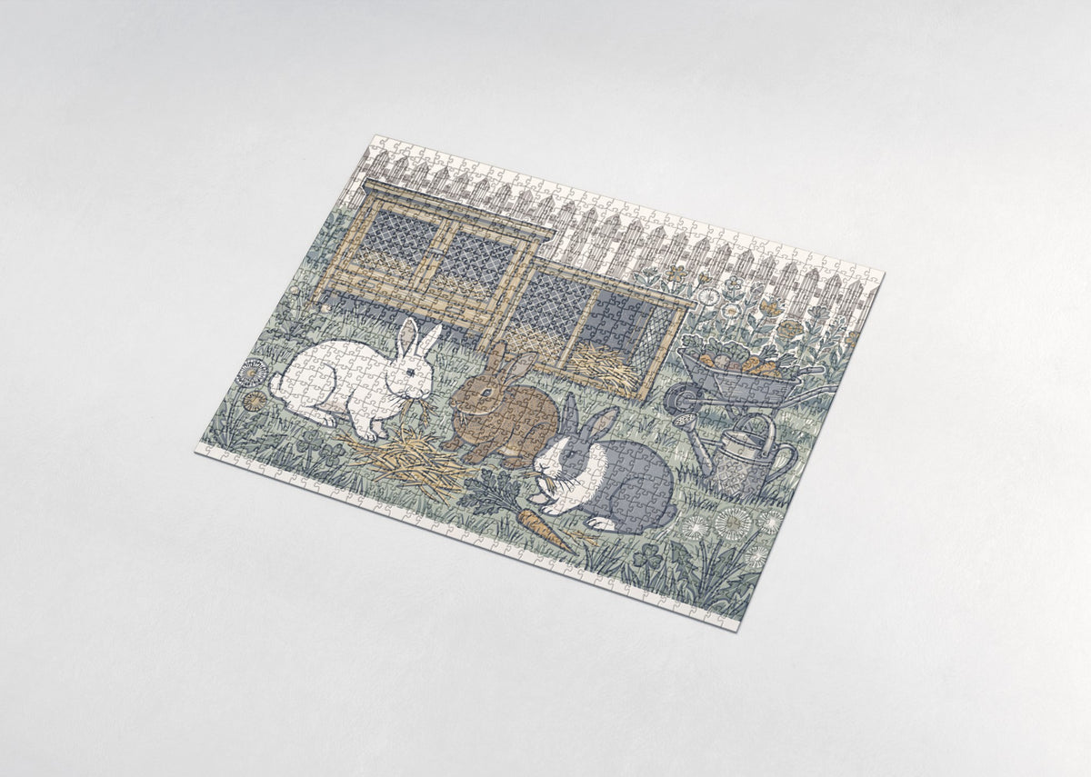 Rabbits at the Farm Hutch jigsaw puzzle - assembled puzzle