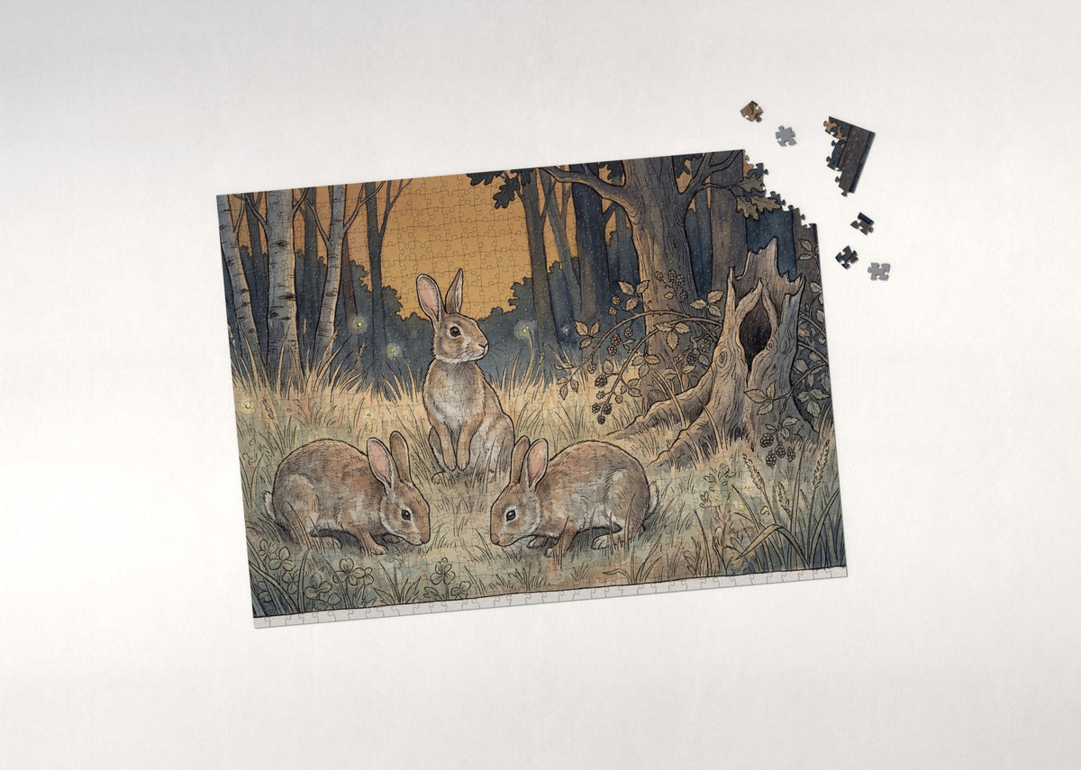 Rabbits at the Forest Edge at Dusk jigsaw puzzle - puzzle with loose pieces