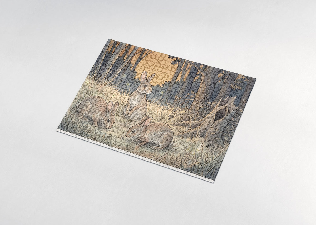 Rabbits at the Forest Edge at Dusk jigsaw puzzle - assembled puzzle