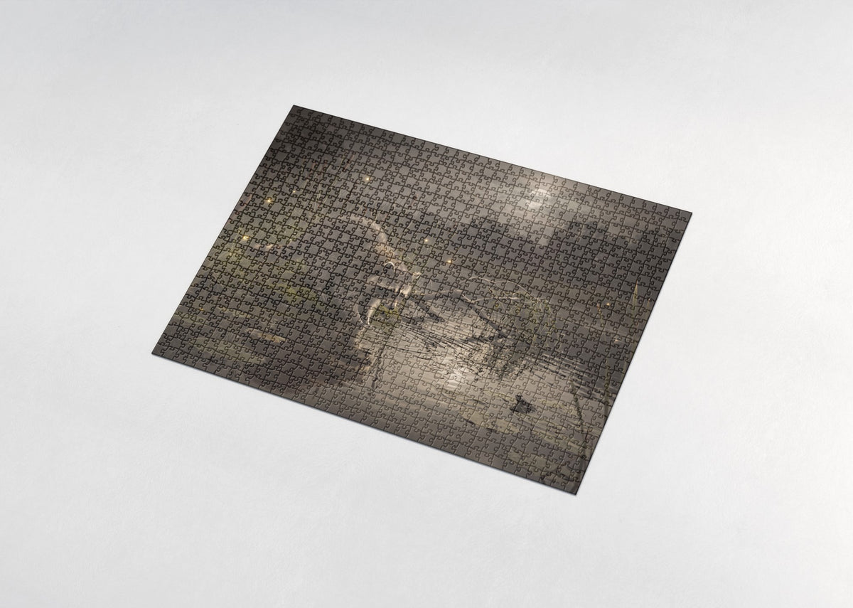 Raccoon at the Moonlit Pond jigsaw puzzle - assembled puzzle