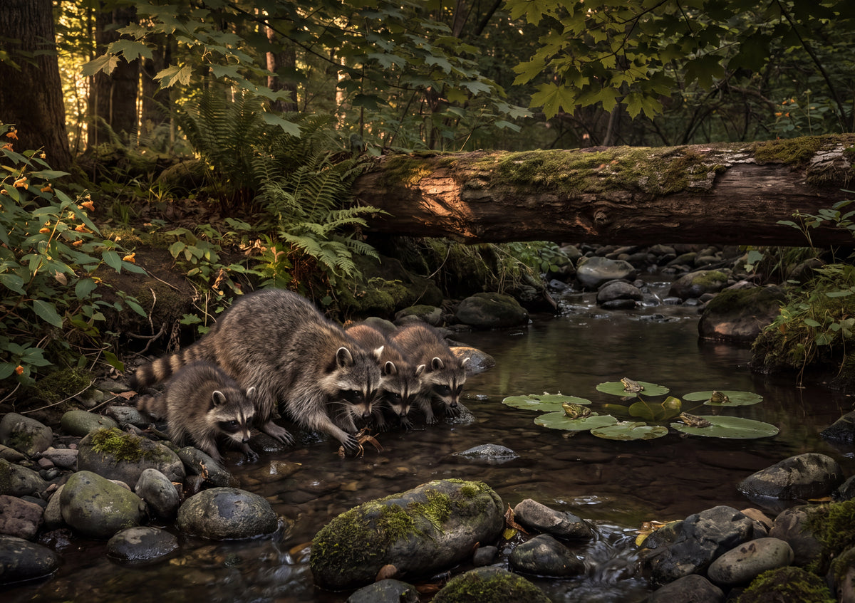 Raccoon Family at the Creek jigsaw puzzle