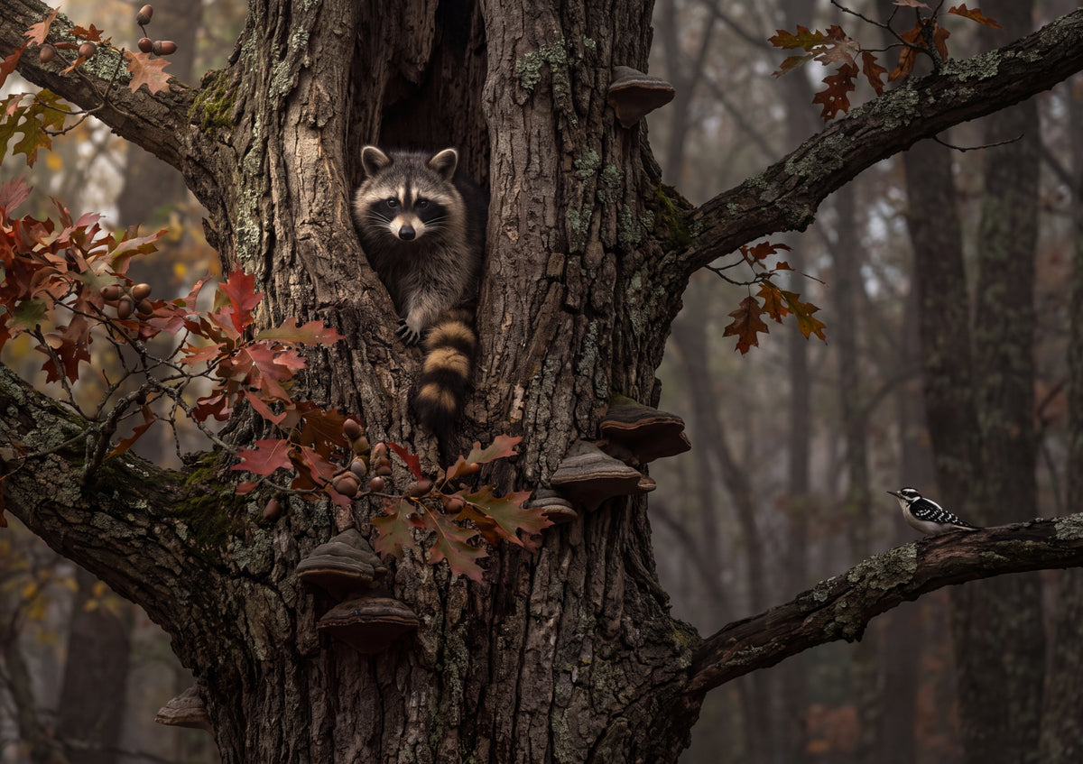 Raccoon in the Autumn Oak jigsaw puzzle