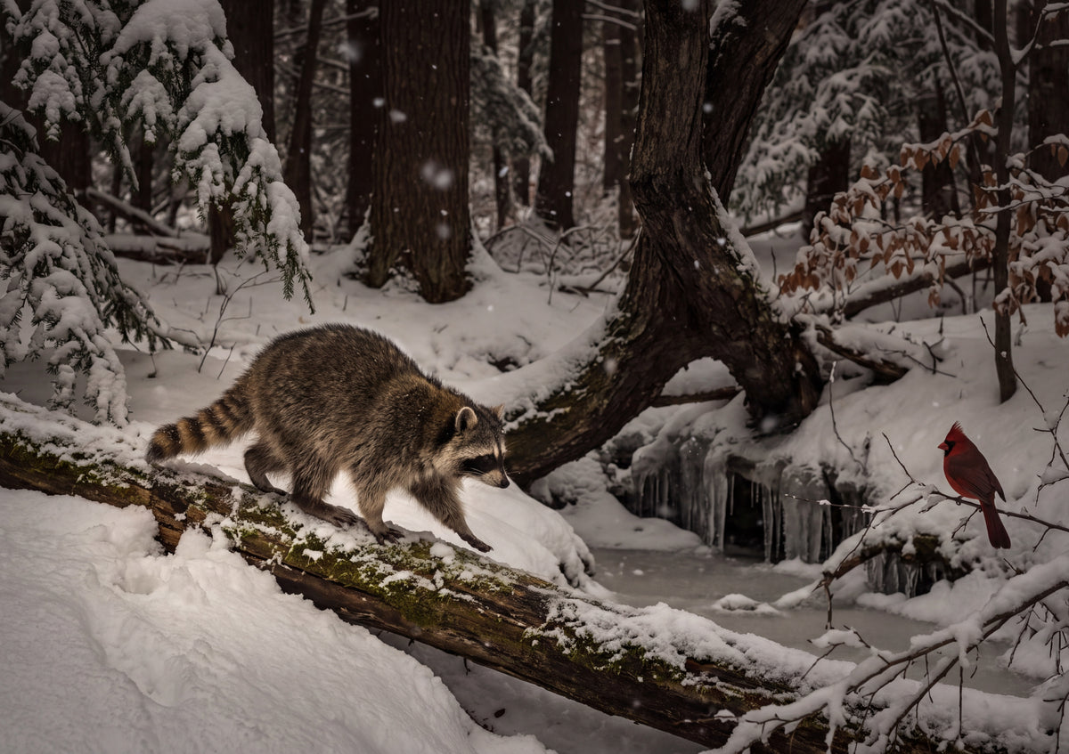 Raccoon in the Snowy Forest jigsaw puzzle