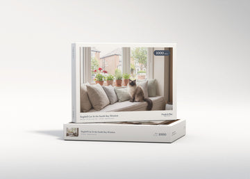 Ragdoll Cat At the Sunlit Bay Window jigsaw puzzle - gift box