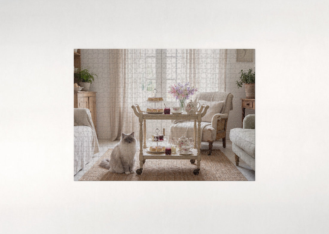 Ragdoll Cat By the Cream Tea Trolley jigsaw puzzle - gift box