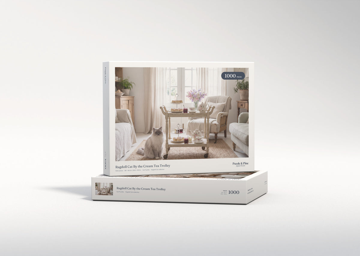 Ragdoll Cat By the Cream Tea Trolley jigsaw puzzle - gift box