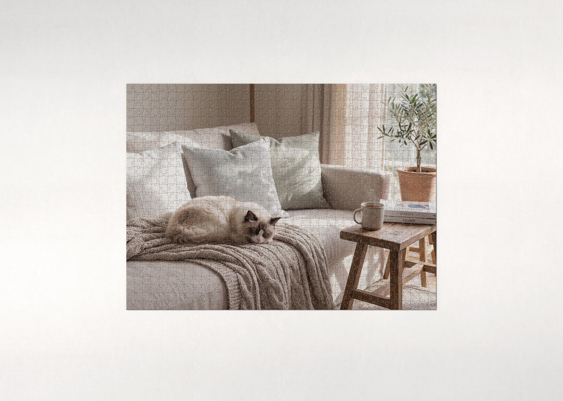 Ragdoll Cat On the Knitted Blanket jigsaw puzzle - gift box