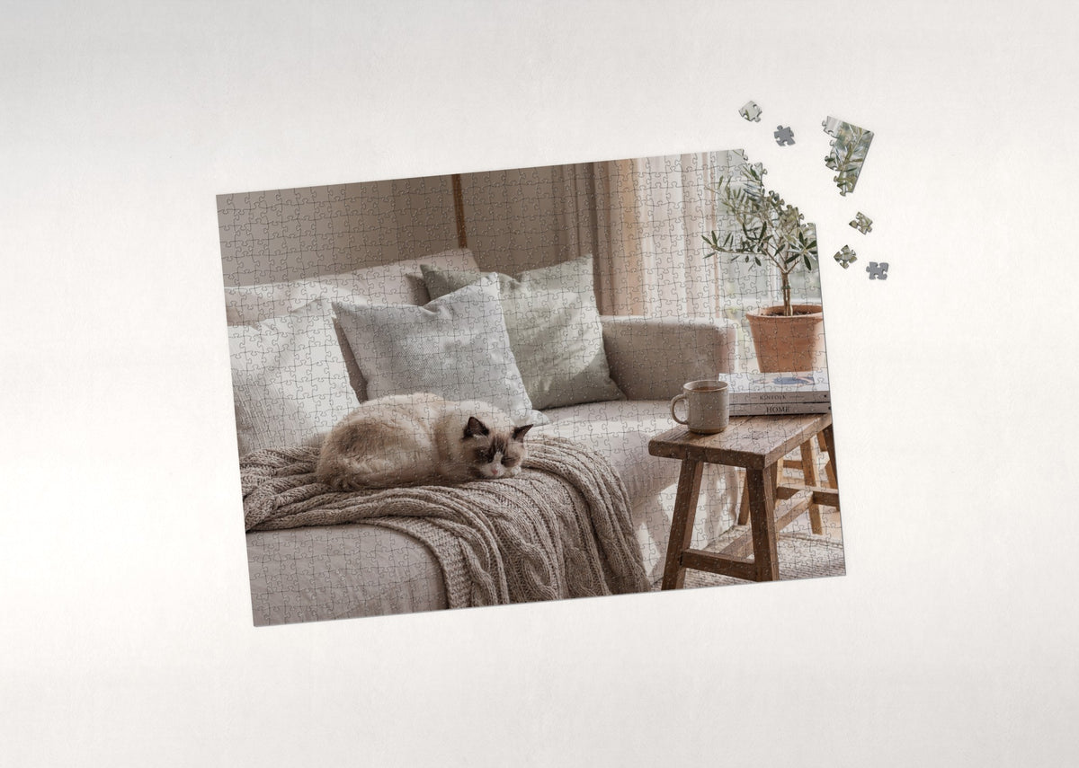 Ragdoll Cat On the Knitted Blanket jigsaw puzzle - puzzle with loose pieces