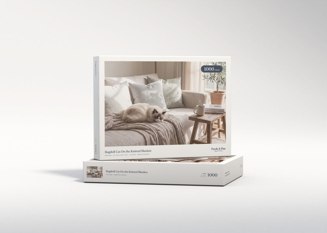 Ragdoll Cat On the Knitted Blanket jigsaw puzzle - gift box