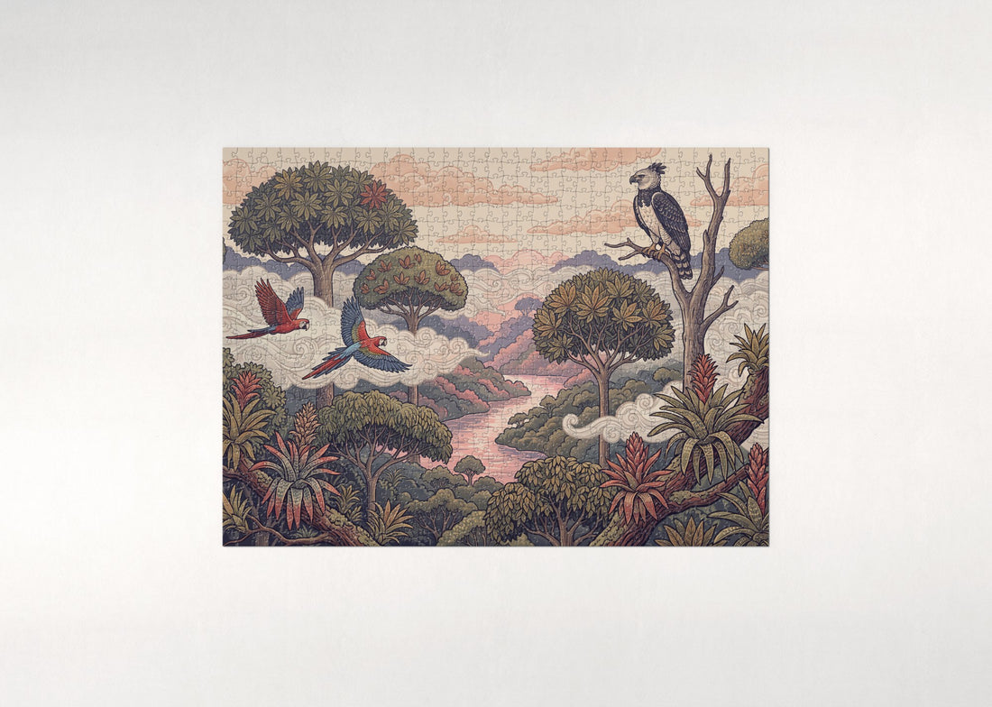 Rainforest Canopy at Dawn jigsaw puzzle - gift box
