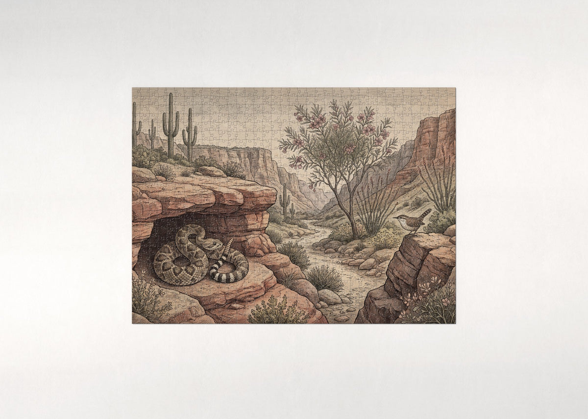 Rattlesnake in the Desert Canyon jigsaw puzzle - flat puzzle