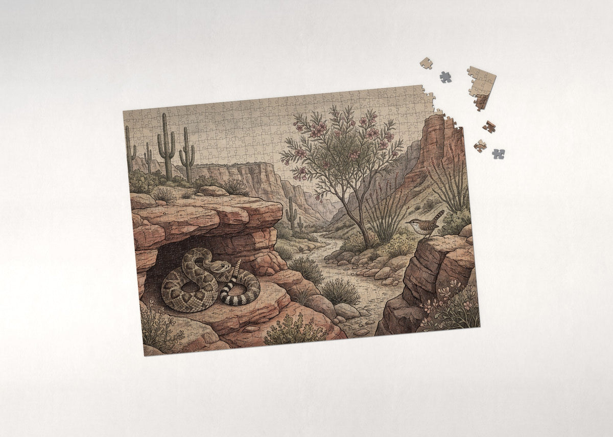 Rattlesnake in the Desert Canyon jigsaw puzzle - puzzle with loose pieces