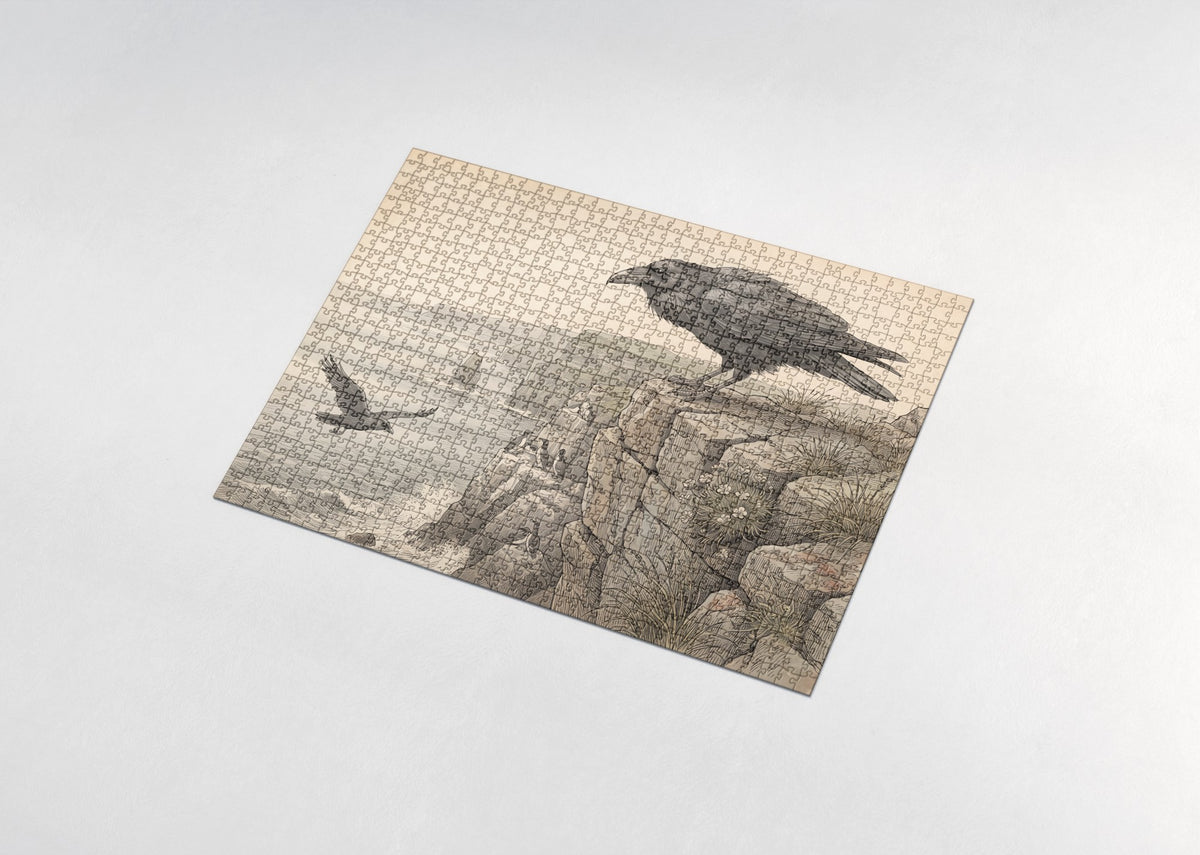 Raven at the Misty Cliff Edge jigsaw puzzle - assembled puzzle
