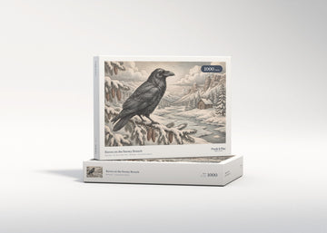 Raven on the Snowy Branch jigsaw puzzle - gift box