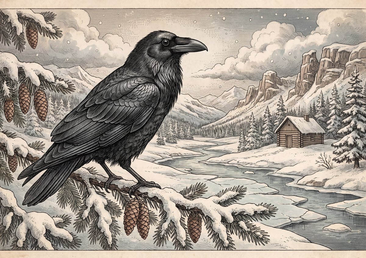 Raven on the Snowy Branch jigsaw puzzle