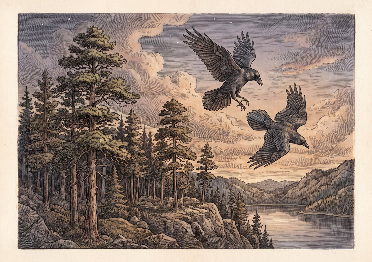 Ravens Above the Twilight Pines jigsaw puzzle