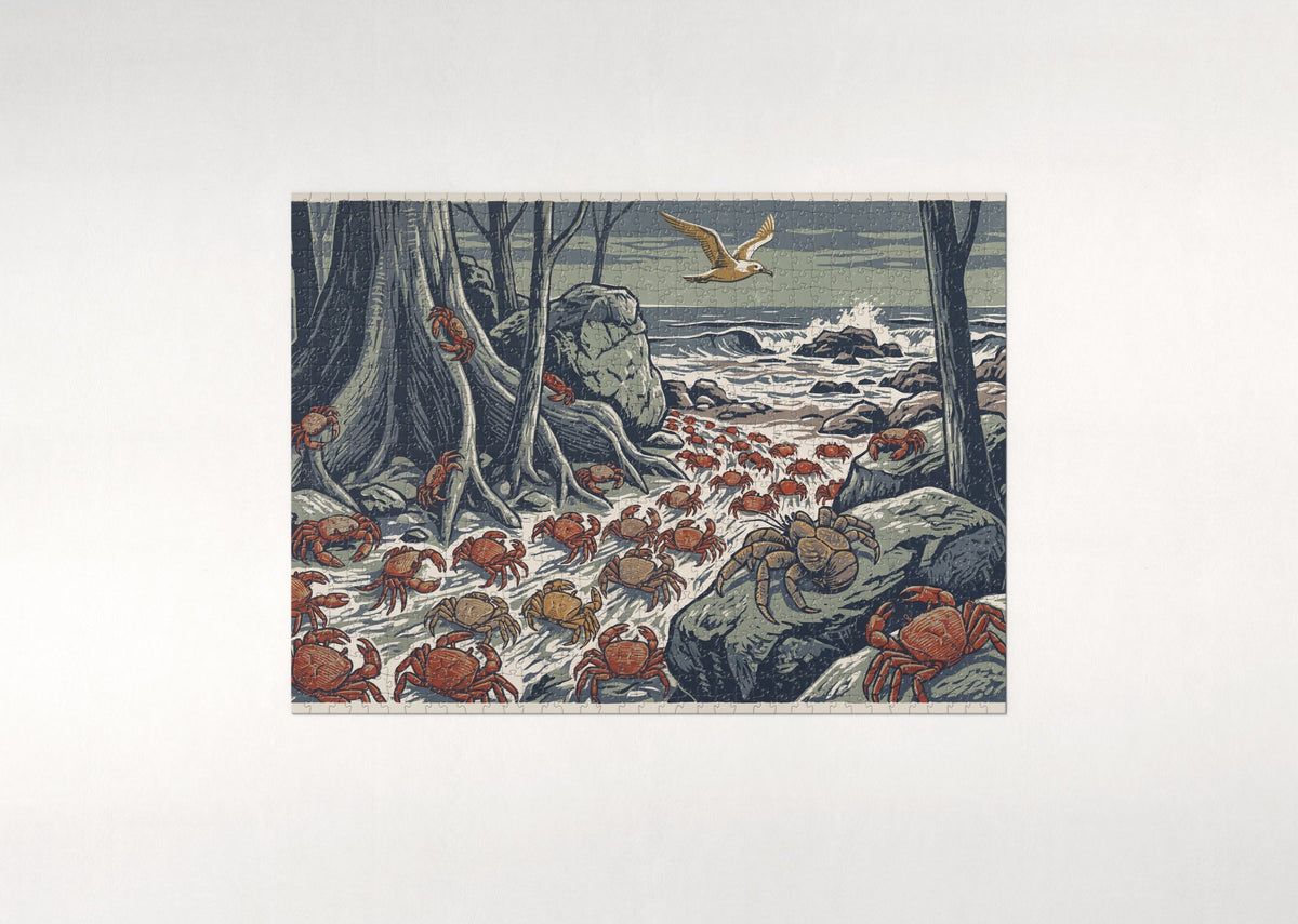 Red Crabs of the Island Migration jigsaw puzzle - flat puzzle