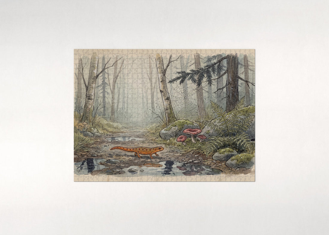 Red Eft on the Rainy Path jigsaw puzzle - gift box