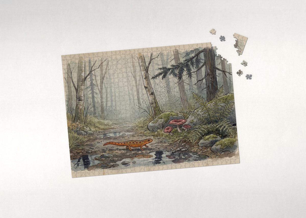 Red Eft on the Rainy Path jigsaw puzzle - puzzle with loose pieces
