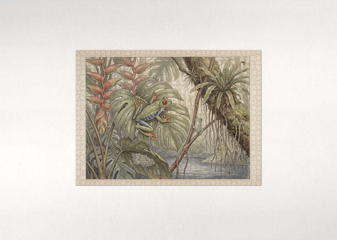 Red Eyed Tree Frog on the Leaf jigsaw puzzle - gift box