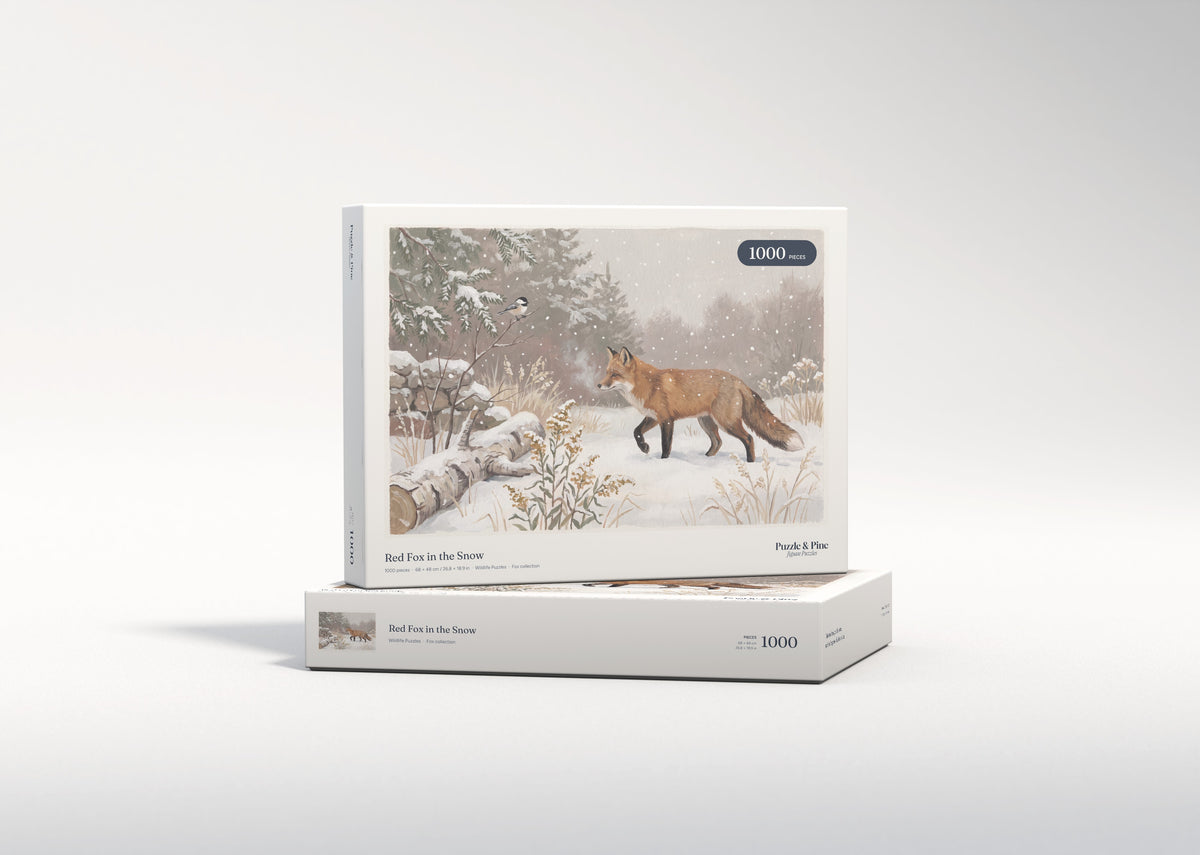 Red Fox in the Snow jigsaw puzzle - gift box