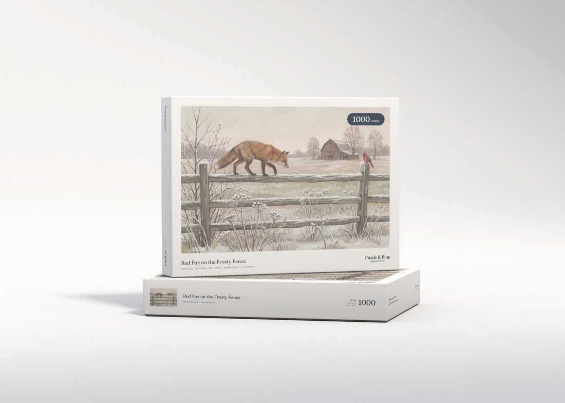Red Fox on the Frosty Fence jigsaw puzzle - gift box