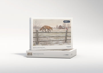 Red Fox on the Frosty Fence jigsaw puzzle - gift box
