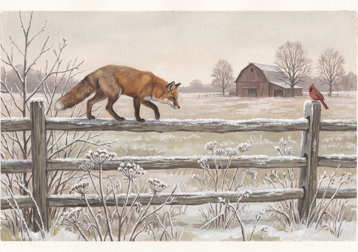 Red Fox on the Frosty Fence jigsaw puzzle